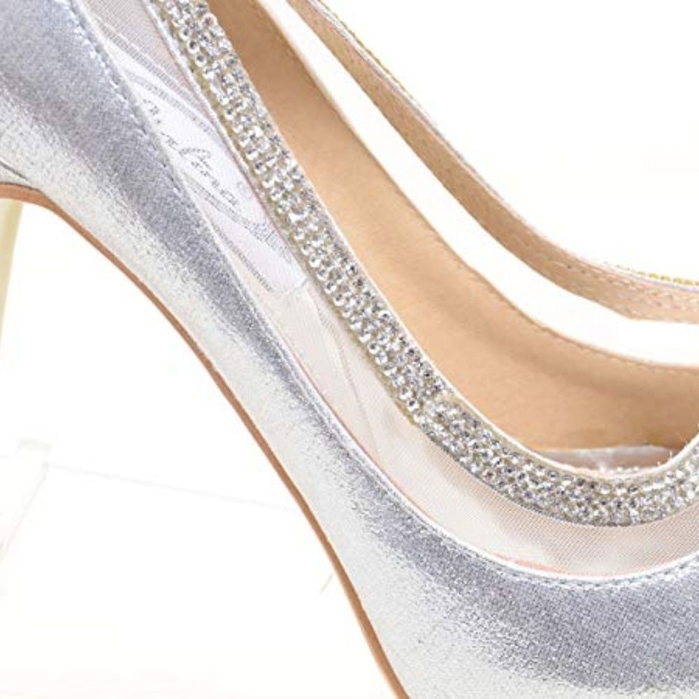 NEW Bridal Sparkly Peep Toe Platform Stiletto Dress Formal Pumps - Picture 6 of 8